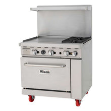 Load image into Gallery viewer, Migali C-RO4B-12GL-NG, 4 Burner Range, 12” Griddle Left Side, (1) Oven, Natural Gas