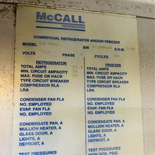 Load image into Gallery viewer, McCall L4-4001 Single Door Roll in Refrigerator/Retarder w/Digital Display Tested & Working!