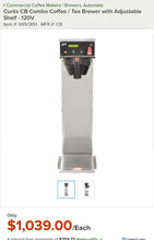Load image into Gallery viewer, Curtis CB Combo Coffee / Tea Brewer w/ Adjustable Shelf 120v Tested and Working