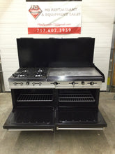 Load image into Gallery viewer, Vulcan 60" 4 burner with Flat top Griddle and 2 Standard Ovens Fully Refurbished