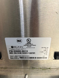 Bunn Dual BrewWISE Soft Heat DBC 33500.0013 Coffee Brewer Refurbished & Working!