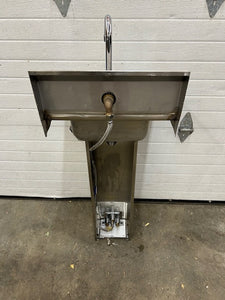 Hand Wash Sink with Pedestal, Stainless Steel Refurbished