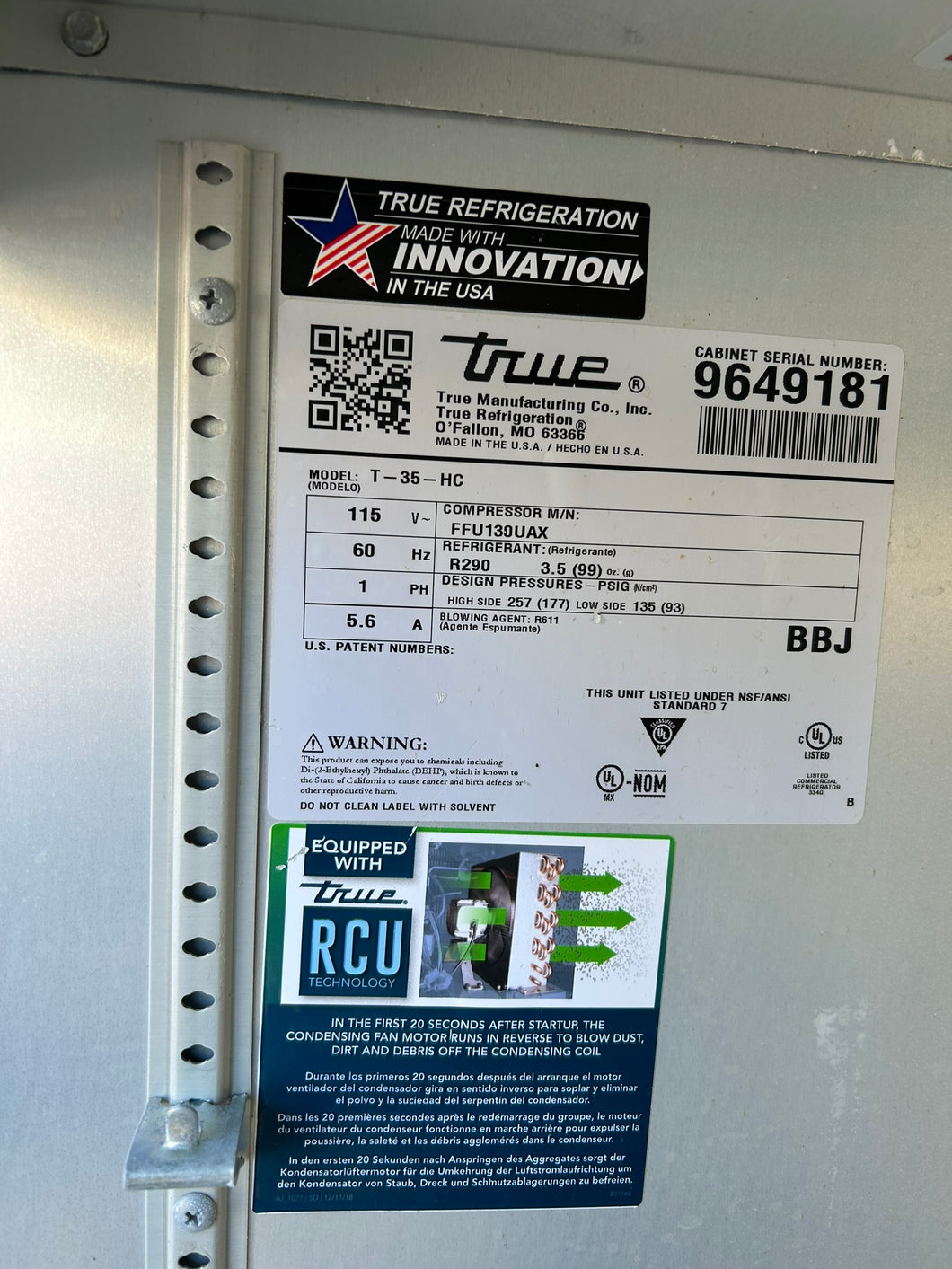 True T-35-HC 2 Door Reach In Refrigerator Fully Refurbished.