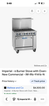 Load image into Gallery viewer, Imperial IR-6 36" 6 Burner Gas Range w/ Standard Oven, Natural Gas New Open Box