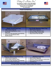 Load image into Gallery viewer, Patty-O-Matic Low Profile Stainless Steel 60 LB Capacity Feed Tray