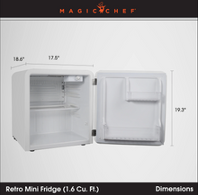 Load image into Gallery viewer, Magic Chef 1.6 CU. FT. RETRO MINI REFRIGERATOR IN WHITE, WITHOUT FREEZER