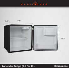 Load image into Gallery viewer, Magic Chef 1.6 CU. FT. RETRO MINI REFRIGERATOR IN BLACK, WITHOUT FREEZER