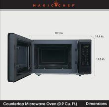 Load image into Gallery viewer, Magic Chef 0.9 CU. FT. 900 WATT COUNTERTOP COOKING, IN BLACK