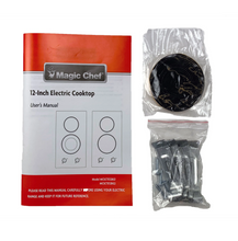 Load image into Gallery viewer, Magic Chef 12 IN. RADIANT ELECTRIC CERAMIC GLASS COOKTOP IN BLACK WITH 2 ELEMENTS INCLUDING DUAL RADIANT ELEMENT