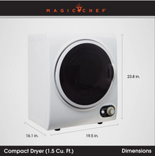 Load image into Gallery viewer, Magic Chef 1.5 CU. FT. COMPACT ELECTRIC DRYER IN WHITE (DISC)
