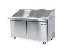 Load image into Gallery viewer, Magic Chef 60 IN. W 15 CU. FT. 2-DOOR MEGA TOP PREP TABLE COMMERCIAL REFRIGERATOR IN STAINLESS STEEL