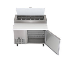 Load image into Gallery viewer, Magic Chef 13.8 CU. FT. SINGLE DOOR COMMERCIAL PIZZA PREP FREEZERLESS REFRIGERATOR IN STAINLESS STEEL