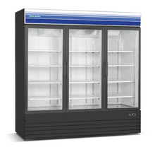 Load image into Gallery viewer, Magic Chef 78 IN. W 53 CU. FT. 3-DOOR COMMERCIAL FREEZERLESS REFRIGERATOR IN BLACK