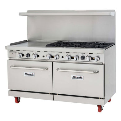 Migali C-RO6B-24GL-NG, 6 Burner Range, 24” Griddle Left Side, (2) Ovens, Natural Gas