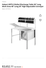 Load image into Gallery viewer, Hobart HRT5-3 SS Roller &amp; Discharge Table ***NEW***
