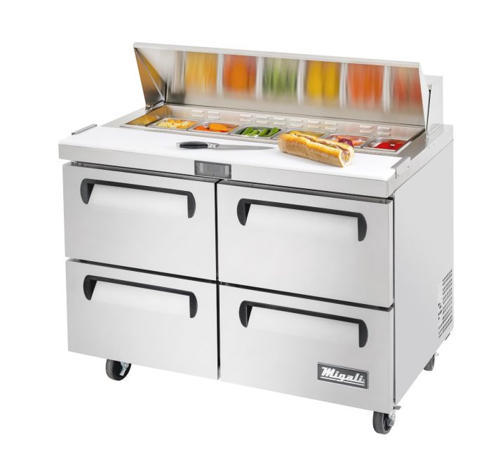 Migali C-SP48-12-D-HC, 48″ – 12 Pans, Sandwich Prep Table with Drawers