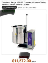 Load image into Gallery viewer, Cleveland Range KET12T Steam Tilting Kettle 12 Gal. Elect. Countertop Refurb.