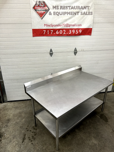 Winholt 16 Ga. Stainless Steel Table 72Wx30Dx33H w/ 7" B-Splash & SS Undershelf