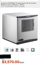 Load image into Gallery viewer, Scotsman CO522MA-1 Prodigy Series 22” Air Cooled Med Cube Ice Machine 475#