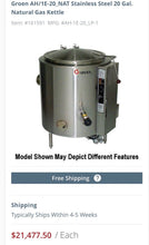 Load image into Gallery viewer, Groen AH/1E-20_NAT Stainless Steel 20 Gal. Natural Gas Kettle Fully Refurbished!