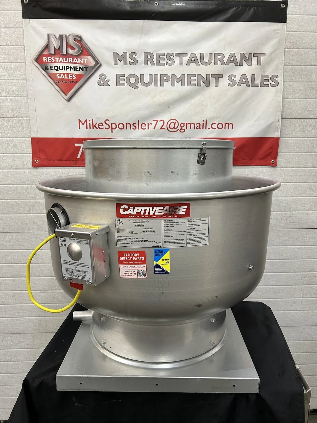 Captive Aire Systems DU85HFA High Speed Roof Mounted Restaurant Exhaust Fan Test