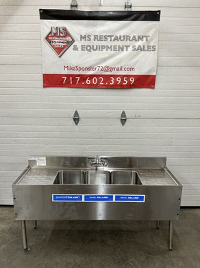 Glastender C-TSA-60 CHOICE Underbar Sink Unit Three Compartment 60”W X 19”D OA