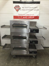 Load image into Gallery viewer, Lincoln Impinger 1132 Triple Stack 208v 3ph Electric Conveyor Pizza Oven Working