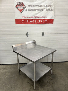 Stainless Steel Commercial Work Table W/ 6” Backsplash & Undershelf 36x36x34.5