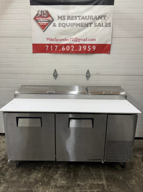 True TPP-67 Pizza Prep Table For 9 Pans - Two Door 67” Wide w/cutting Board Fully Refurbished