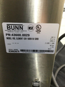 BUNN H5E Element Hot Water Dispenser 5 Gal. Open Box S&D