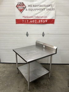 Stainless Steel Commercial Work Table W/ 6” Backsplash & Undershelf 36x36x34.5