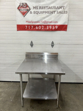 Stainless Steel Commercial Work Table W/ 6” Backsplash & Undershelf 36x36x34.5