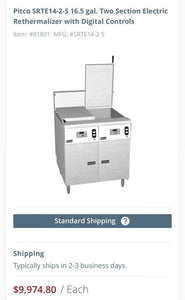 Pitco SRTE14-2-S 16.5 Gal 2 Section 208v 3Ph Elect. Rethermalizer