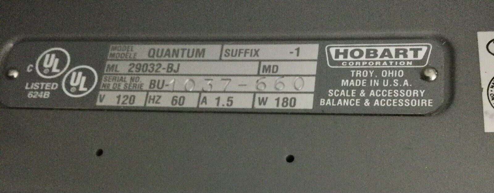 Hobart Quantum QMax Deli Scale Unlocked Tested & Working MS