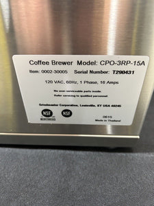 Grindmaster CPO-3RP-15A 1.2 Gallon 3 Warmers Portable Pourover Coffee Brewer NEW