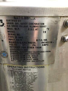 Groen AH/1E-20_NAT Stainless Steel 20 Gal. Natural Gas Kettle Fully Refurbished!