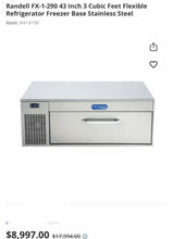 Load image into Gallery viewer, Randell FX-1RE-290 Refrigerator/ Freezer Chef Base With Drawer 115v 50% OFF RETAIL