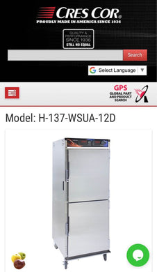 Cres Cor H-137-WSUA-12D “NEW” Full Height Insulated Mobile Heated Cabinet w/ (12) Pan Capacity, 120v