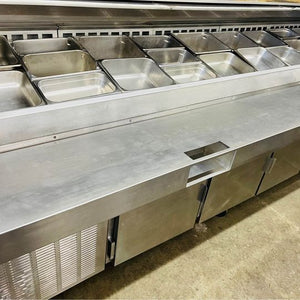 TRAULSEN 120-INCH 4-DOOR 3-HOOD REFRIGERATED PREP TABLE