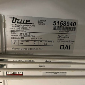 True TSSU-48-12-HC 48" Sandwich/Salad Prep Table w/ Refrigerated Base, 115v