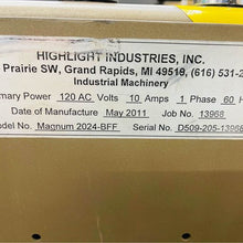 Load image into Gallery viewer, Highlight Ind. Magnum Model 2024-BFF Bottom Flap Folder Case Sealer Works Great!