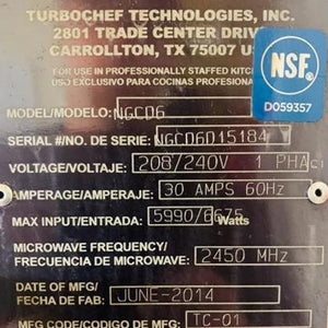 2014 TurboChef NGCD6 Fully Refurbished Tested & Working!