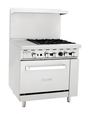 Migali C-RO4-12GL-LP 4 Burner Range, 12” Griddle Left Side, (1) Oven, Liquid Propane