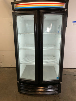 True GDM-14RF Black Glass Pop Refrigerator Cooler Radius Front
