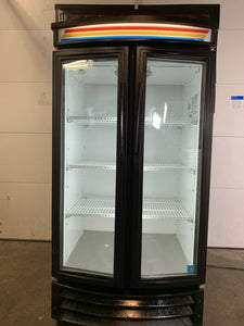 True GDM-14RF Black Glass Pop Refrigerator Cooler Radius Front