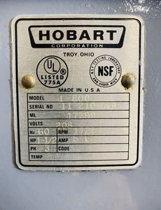 HOBART L-800 80 QT QUART MIXER W/ NEW WHIP PADDLE HOOK BAKERY RESTAURANT PIZZA