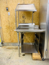 Load image into Gallery viewer, Stainless Steel 2 Leg Left Side Sink/Table End w/ Angled Top &amp; 3 Undercounter Racks