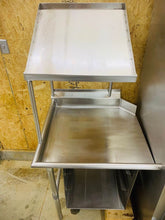 Load image into Gallery viewer, Stainless Steel 2 Leg Left Side Sink/Table End w/ Angled Top &amp; 3 Undercounter Racks