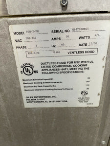 Giles FSH-2-PH Commercial Free Standing Ventless Hood 3ph 208-240v Working!