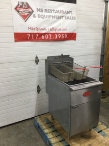 Avantco FF518 Nat. Gas 70-100lb SS Tube Floor Fryer 150,000 BTU